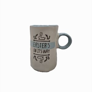 Easter's On Its Way Ceramic Mug - White and Blue